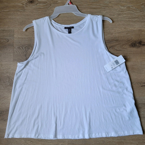 Eileen Fisher Women's XL White Tencel Sleeveless Tank Top - Picture 8 of 10